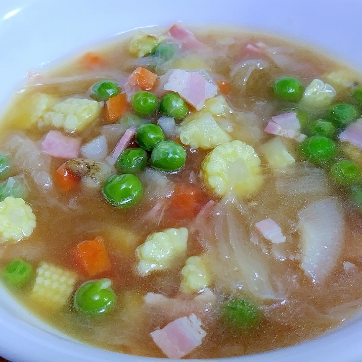 よく噛んで食べる!ヤングコーン等野菜たっぷりスープ